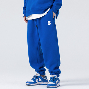 JGOR国潮原创秋冬美式 男女 街头刺绣加绒休闲宽松高街束脚运动卫裤