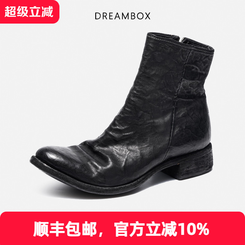 钧博进口袋鼠皮尖头侧拉链皮靴