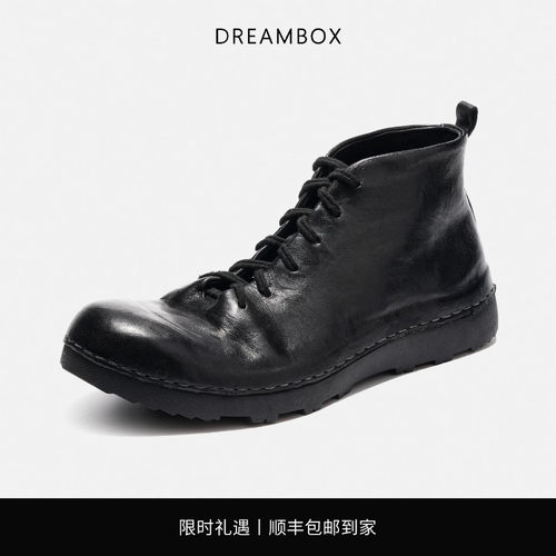 钧博水洗马皮纯手工高帮男鞋