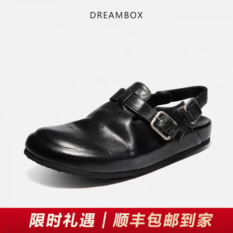 dreambox钧博重水洗马皮包头凉鞋纯手工春夏季勃肯鞋男士两用凉拖