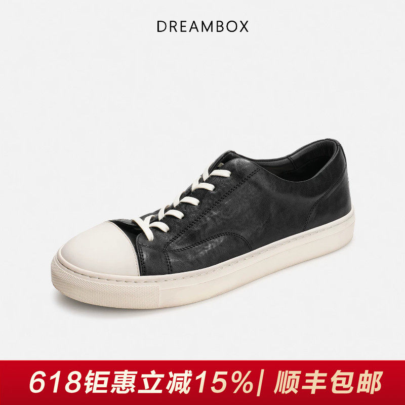 DREAMBOX钧博石洗马皮百搭经典休闲板鞋夏季透气男女同款平底鞋子