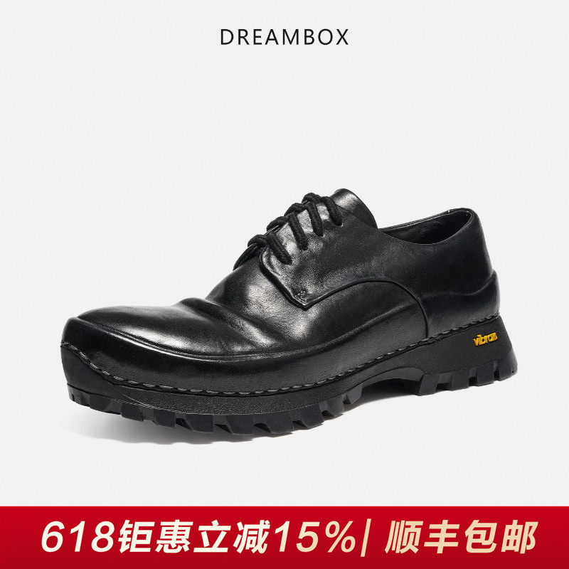 DREAMBOX钧博vibram春季新款防滑厚底休闲皮鞋舒适马皮户外男鞋