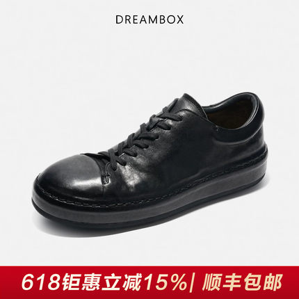 DREAMBOX钧博水洗马皮休闲板鞋软底软皮纯手工百搭男女款鞋子
