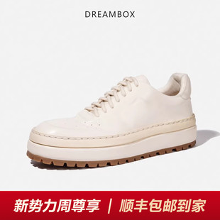 透气英伦小白鞋 DREAMBOX钧博vibram手工水洗马皮休闲板鞋 男春季