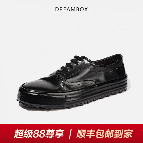DREAMBOX钧博水洗马皮平底板鞋