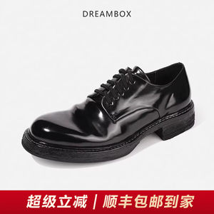 dreambox钧博vibram高端马臀皮休闲皮鞋手工固特异皮底男士德比鞋