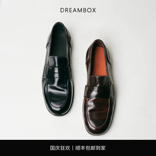 钧博夏季薄款马臀皮透气乐福鞋