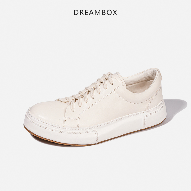 dreambox钧博vibram高端小白鞋马皮白色运动休闲板鞋舒适透气男鞋-封面