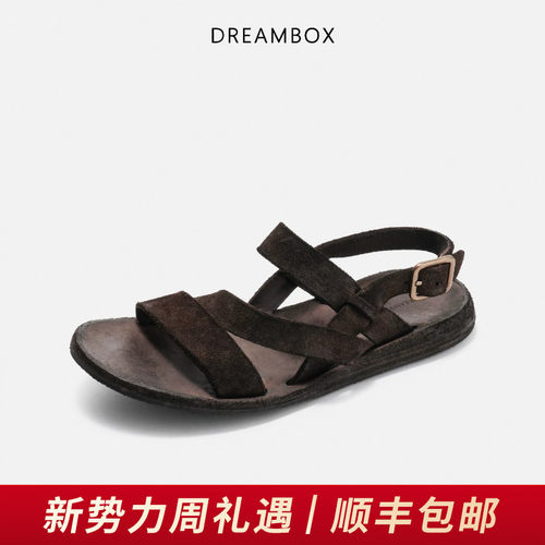 DREAMBOX钧博透气水洗马皮凉鞋