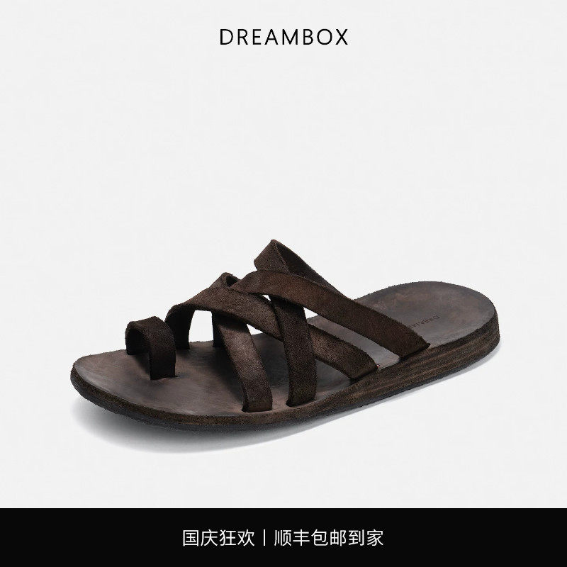 钧博新款老钱风一字拖夹趾凉鞋