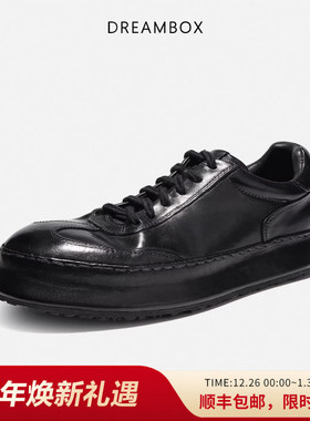dreambox钧博男鞋2025新款德训鞋水洗马皮休闲板鞋厚底男士鞋子