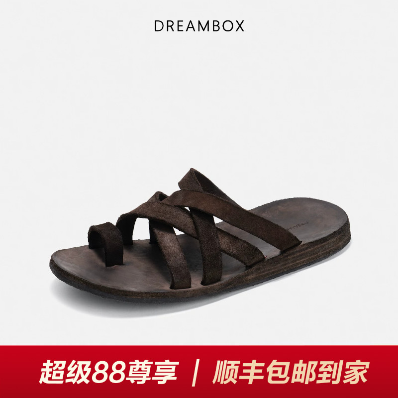 钧博新款老钱风一字拖夹趾凉鞋