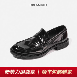 DREAMBOX钧博vibram马臀皮纯手工乐福鞋夏季透气固特异一脚蹬皮鞋