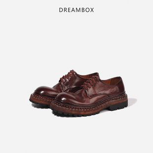 固特異馬皮透氣單鞋 粗跟厚底大頭德比鞋 dreambox鈞博vibram女鞋