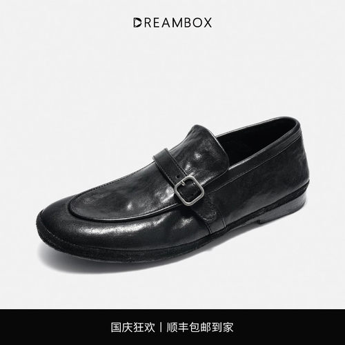 钧博石洗马皮透气乐福鞋