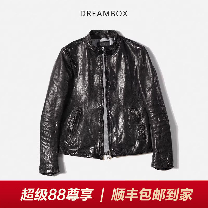 DREAMBOX钧博洗水马皮做旧经典款皮衣男痞帅机车夹克秋冬男装外套
