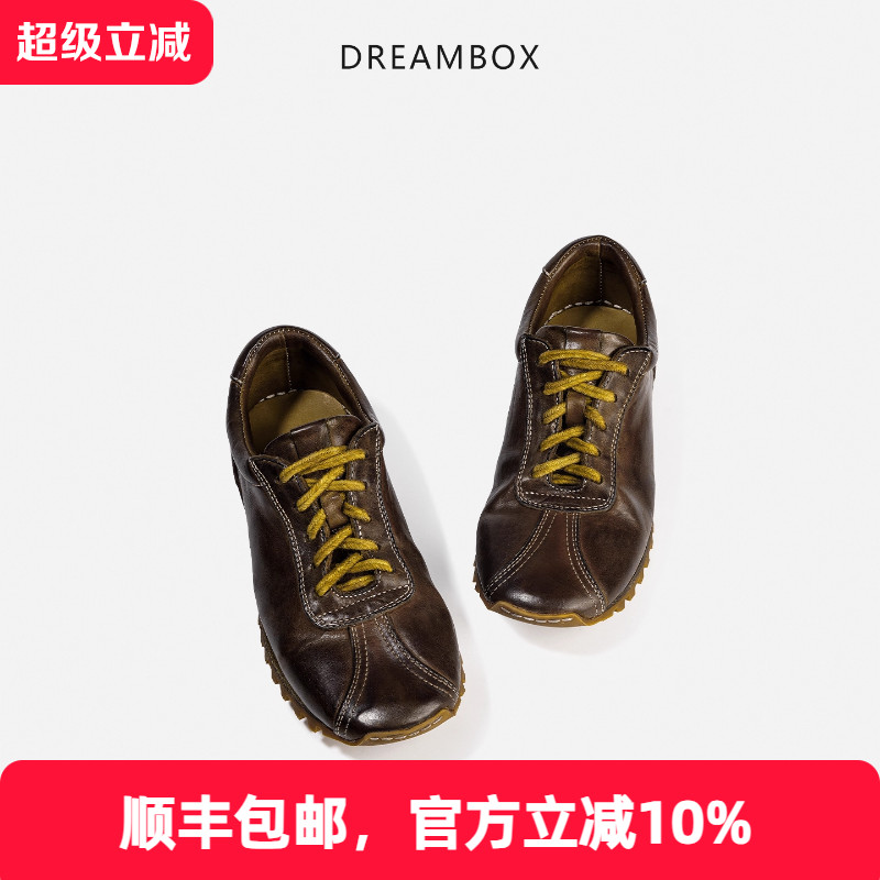 dreambox钧博女鞋水洗马皮轻便薄底运动休闲鞋新款舒适百搭德训鞋