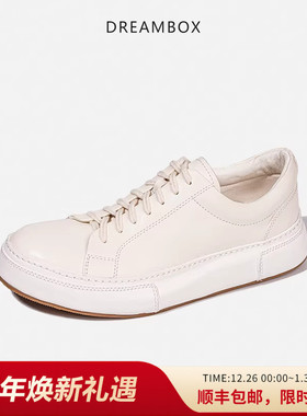DREAMBOX钧博vibram高端小白鞋马皮白色运动休闲板鞋舒适透气男鞋