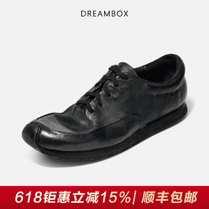 DREAMBOX钧博水洗马皮透气户外休闲鞋2026春季新款纯手工休闲皮鞋