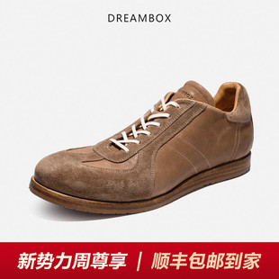软底透气男鞋 DREAMBOX钧博水洗马皮德训鞋 纯手工平底运动休闲板鞋