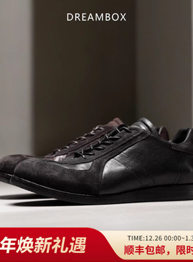 dreambox钧博水洗马皮舒适透气德训鞋英伦复古休闲软皮手工