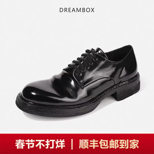 dreambox钧博vibram高端马臀皮休闲皮鞋手工固特异皮底男士德比鞋