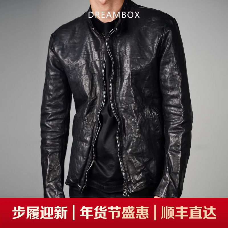 DREAMBOX钧博2025新款瑞士riri拉链皮衣水洗马皮复古皮夹克外套