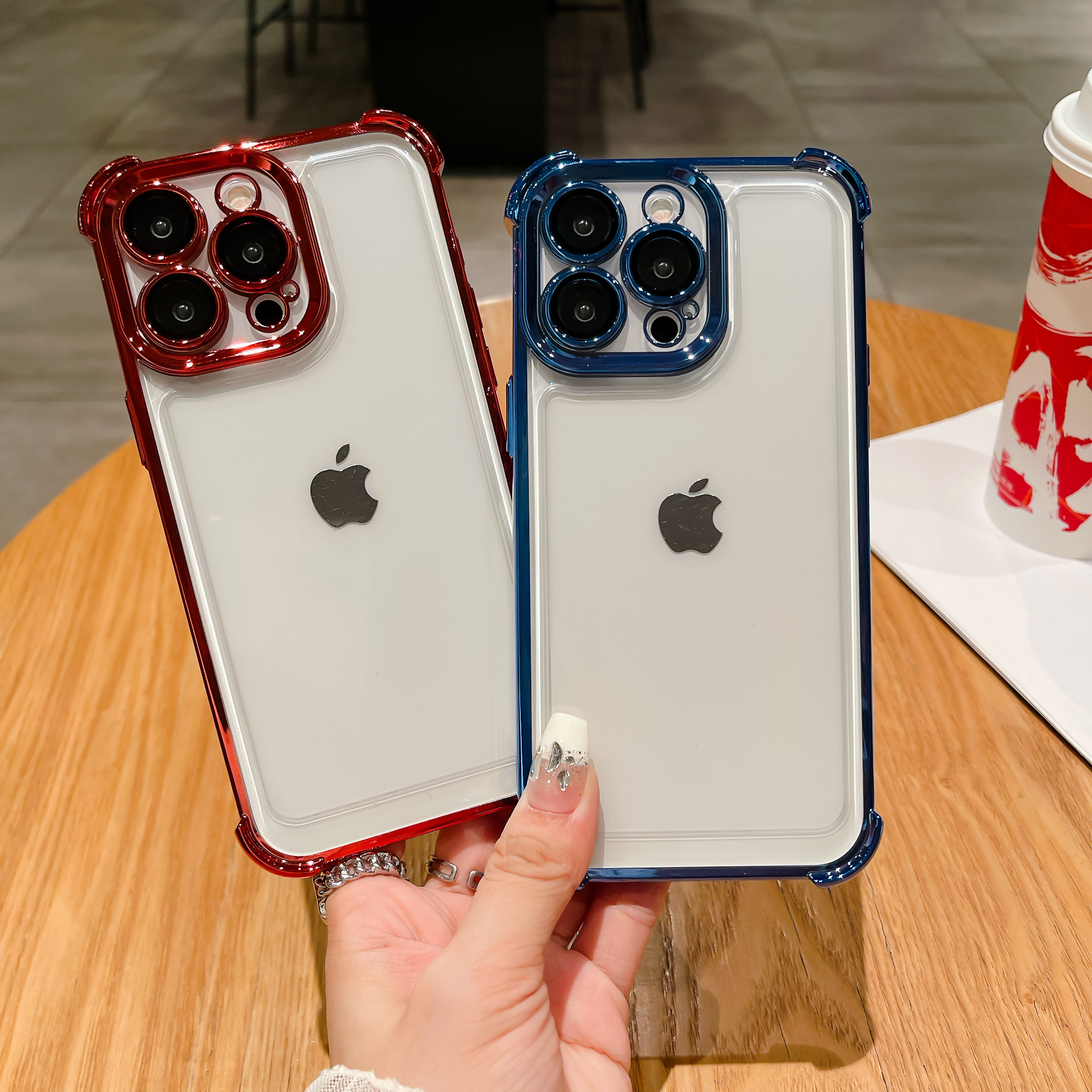 气囊加厚防摔电镀高级感14pro手机壳苹果13保护套适用iphone12亚克力XsMax四角气垫16高档15远峰蓝XR透明17pm