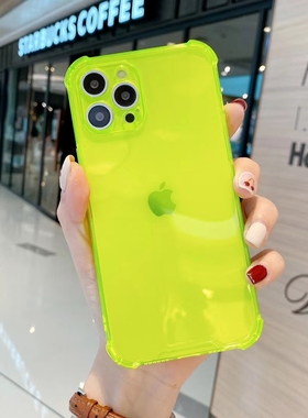 】【15机壳新款iPhone14Pro摔13mini护套爆款四角光面苹果软壳透色适用防简约p15plus苹果15Promax保手个性女