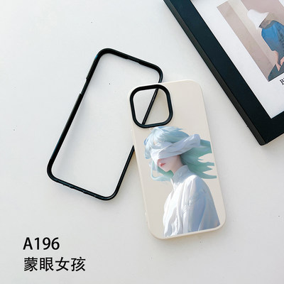 适用iPhone15手机壳苹果14蒙眼少女13promax小众ip12/11新款xs硅胶xr简约x二合一8plus防摔7p软壳6s粉色SE2代