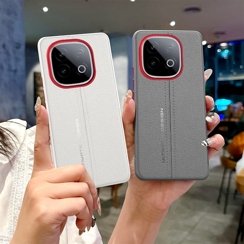 适用iQOO13手机壳高级感z10turbo素皮保护套创意Z10TurboPro红圈镜框防摔线迹款iqoo十三男女外壳13磨砂灰色
