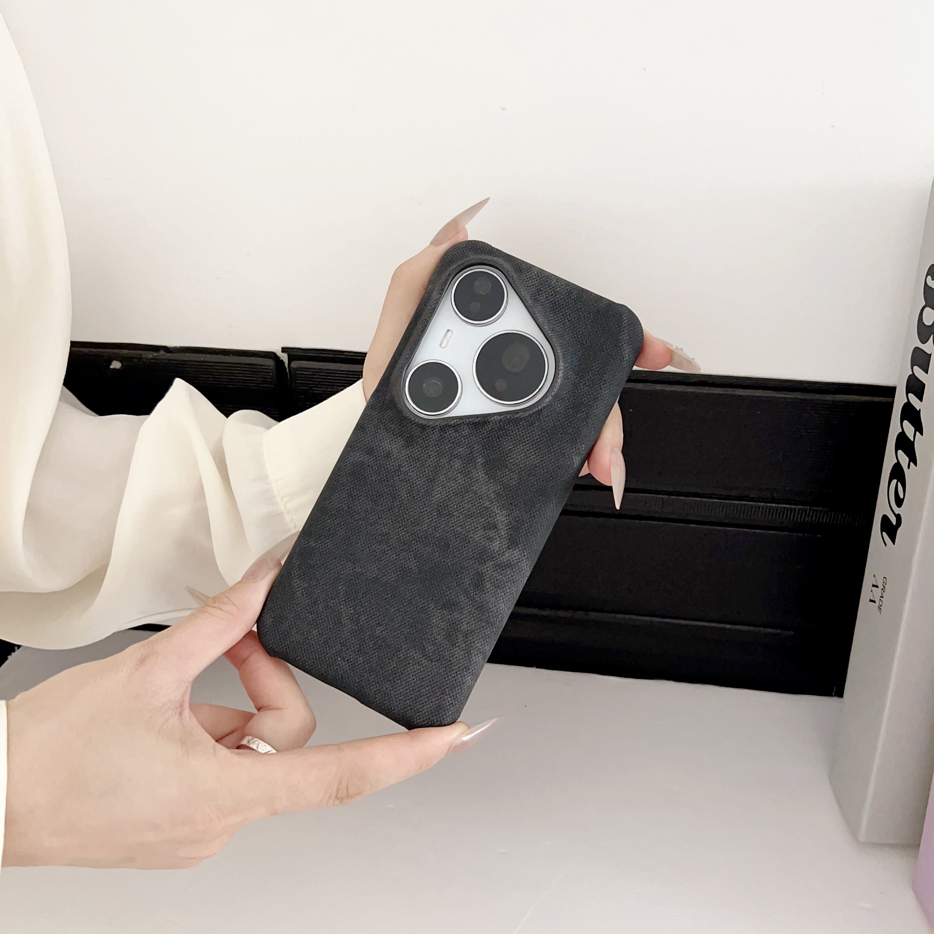 适用华为Pura80pro手机壳pura70ultra牛仔布p80Pro+男女款mate70Pro+布纹磁吸HUAWEI半包mate60pro磨砂保护套