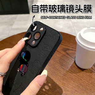 膜14promax动漫保机壳手小新苹果16plus蜡笔防尘卡通渐变适用小iPhone15promax自带 镜头16 11网1312护套羊皮