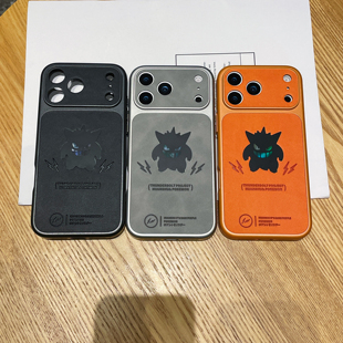 高级感银灰色皮质秒变17pm适用苹果17promax手机壳iphone16雷射耿鬼小新财神法斗15新款14防摔13网红潮保护套