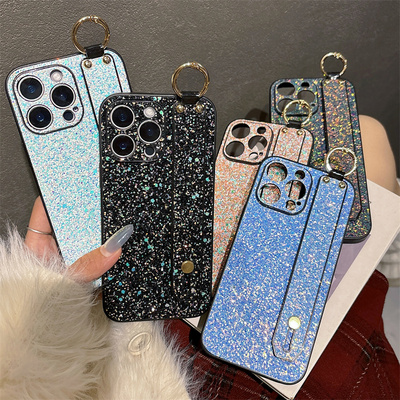 苹果16Pro时尚闪粉防摔手腕带壳