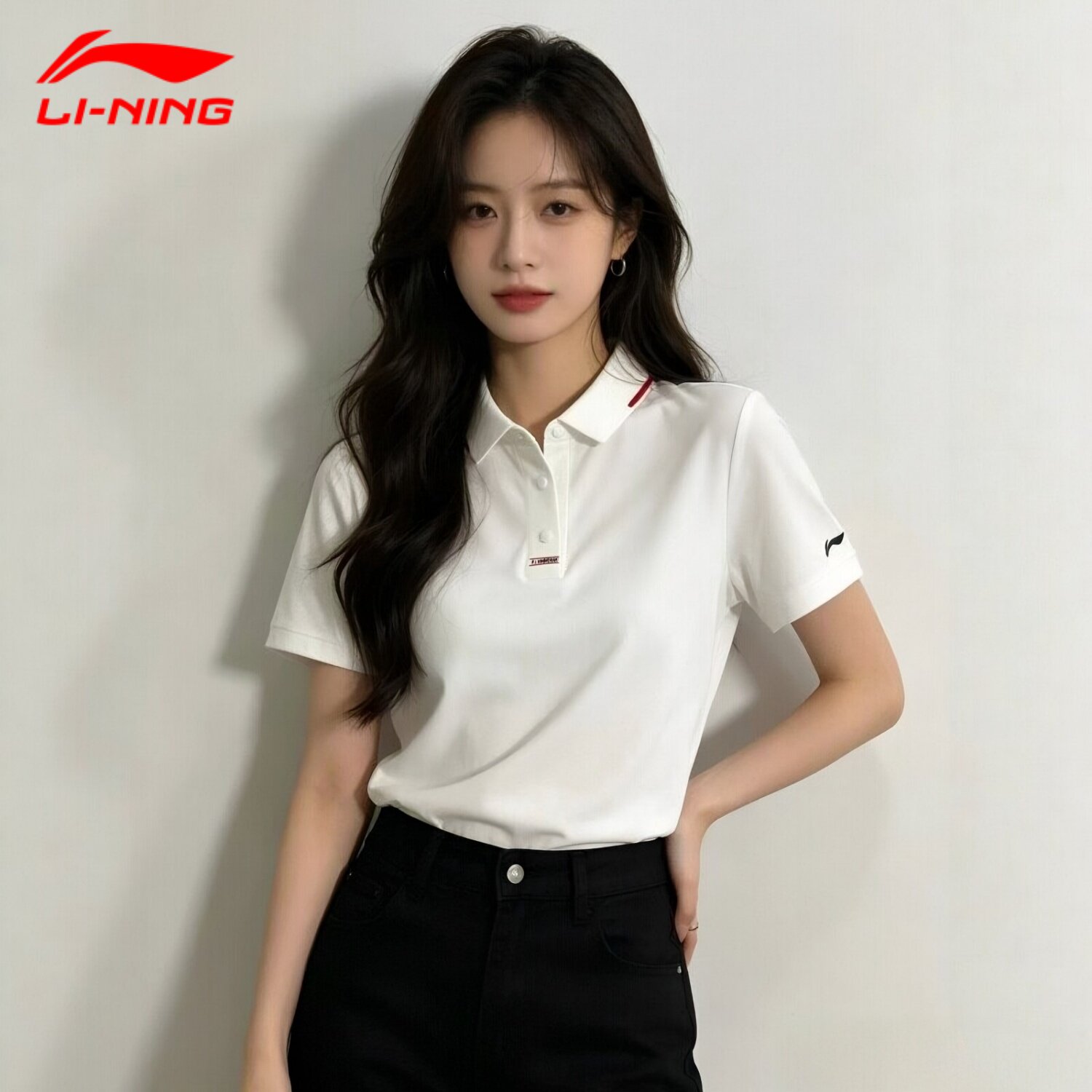 李宁冰丝速干POLO衫女2026夏季新款凉感运动训练T恤白色透气短袖