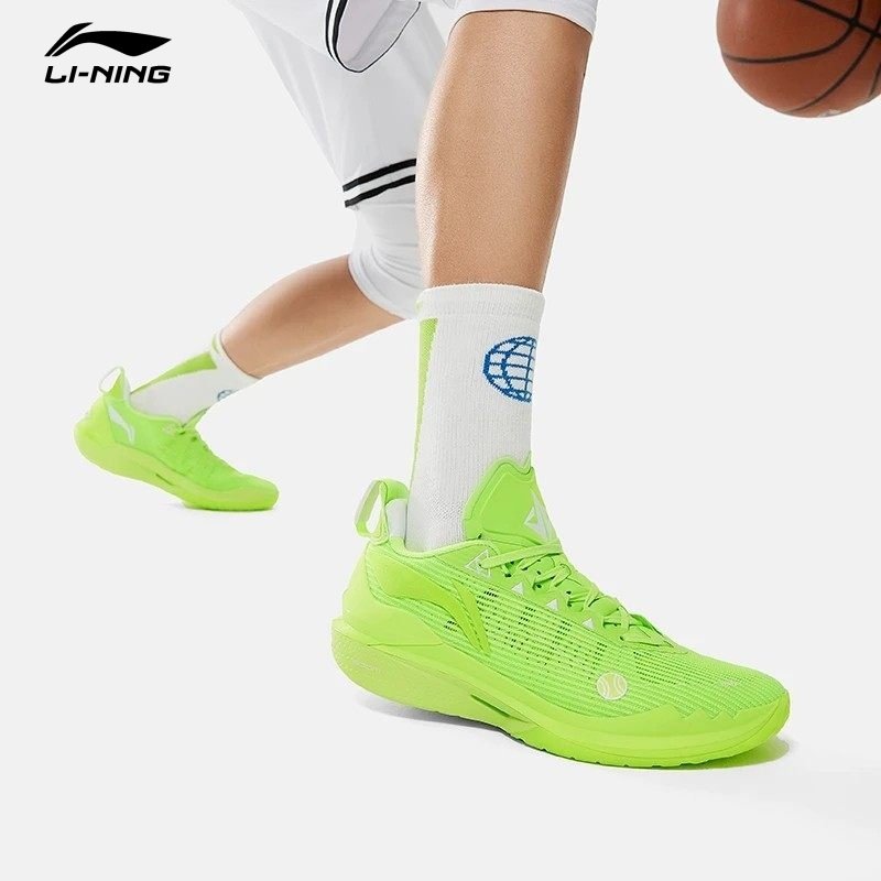 李宁篮球专业比赛鞋男鞋2026春季上新荧光绿实战低帮缓震运动球鞋