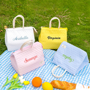 DIY定制姓名学生带饭午餐包大容量轻便饭盒袋子便当包保温袋