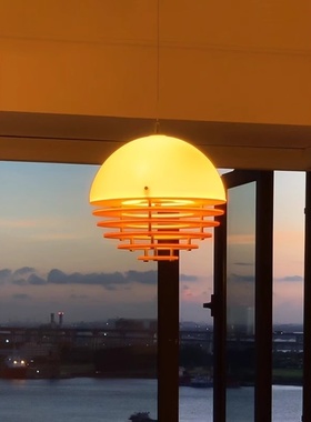 黎光纪 日落橙色餐厅吊灯 包豪斯吧台岛台孟菲斯设计师水吧灯