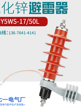 高压避雷器HY5WS-17/50L变压器10-12KV氧化锌避雷器带脱离器