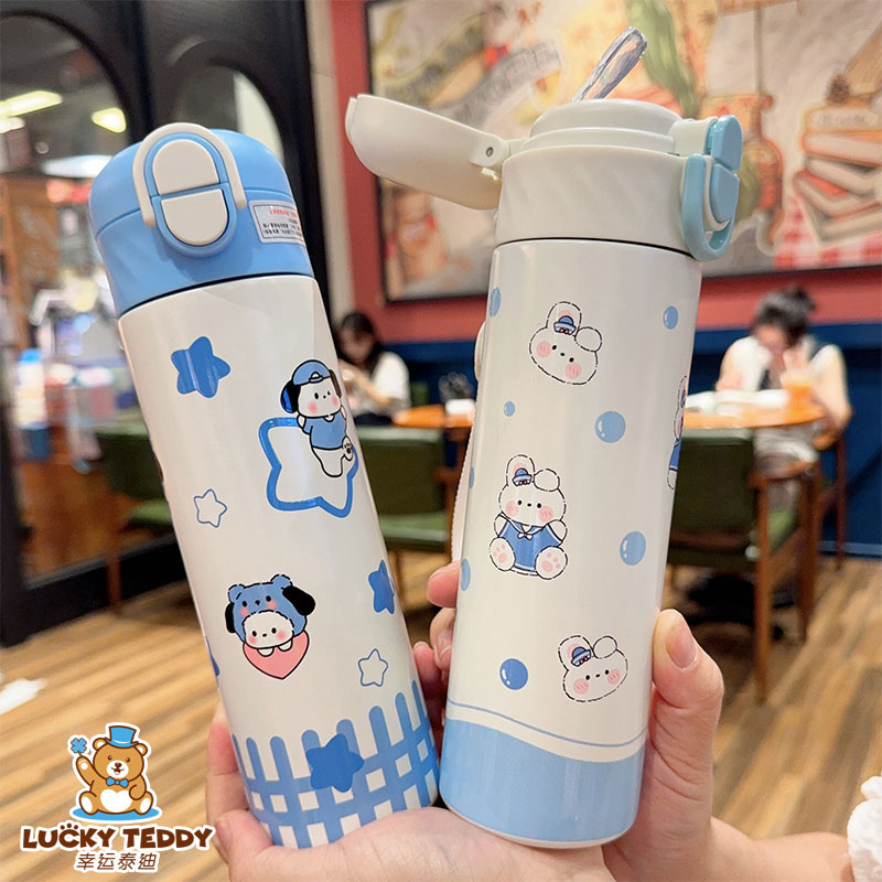 可爱ins双饮学生保温杯