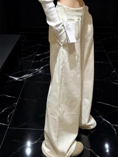 韩系复古慵懒风加绒运动卫裤女春秋冬高腰显瘦软糯休闲直筒阔腿裤