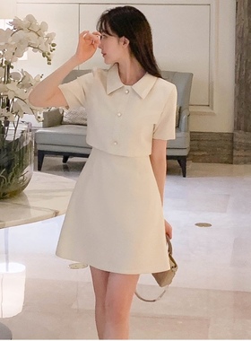 春夏粗花呢连衣裙a字女装fromdayone正品韩国代购新款小个子短裙