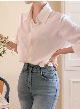 25春季新款白色衬衫长袖女fromdayone正品韩国代购ol通勤气质上衣