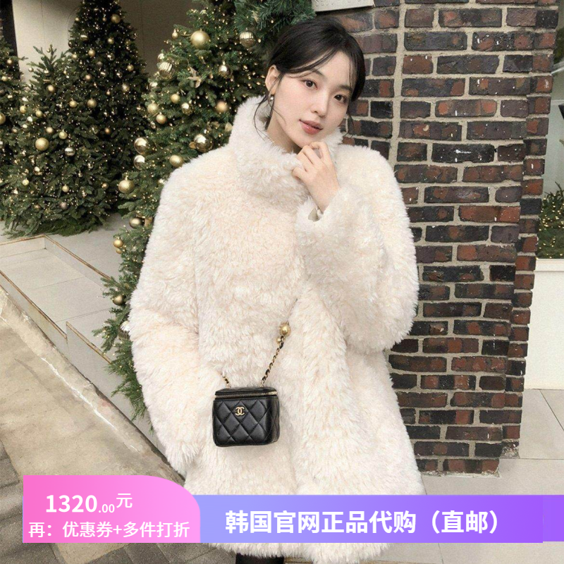 25高档保暖毛绒短外套宽松慵懒风女装reine正品韩国代购韩式大衣