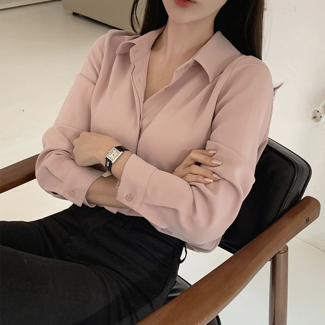 26春秋长袖衬衫天蓝色通勤女装