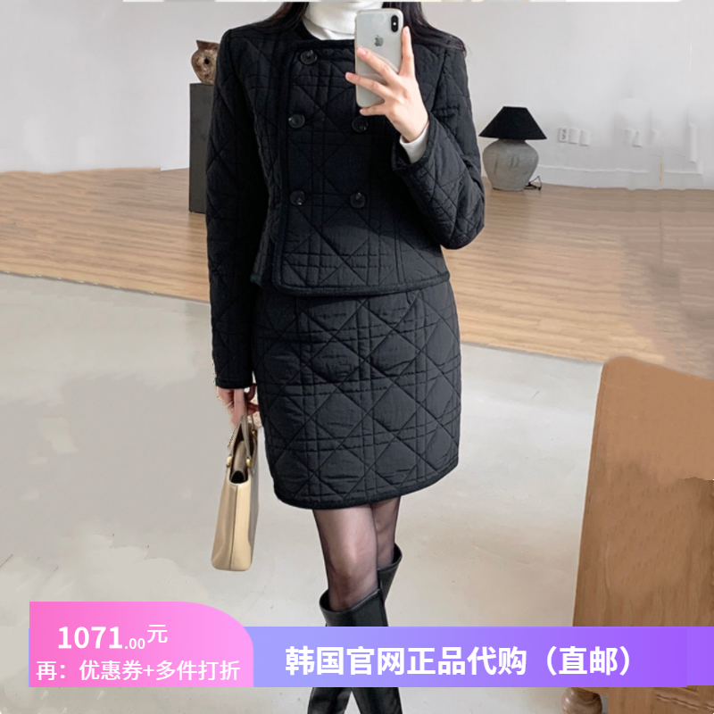 秋冬高档时尚套装连衣裙女装正品韩国代购新款外套+半身裙两件套