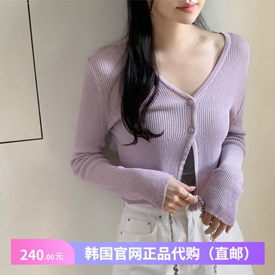 2025夏季v领针织开衫韩式气质女韩国代购attrangs正品新款短上衣
