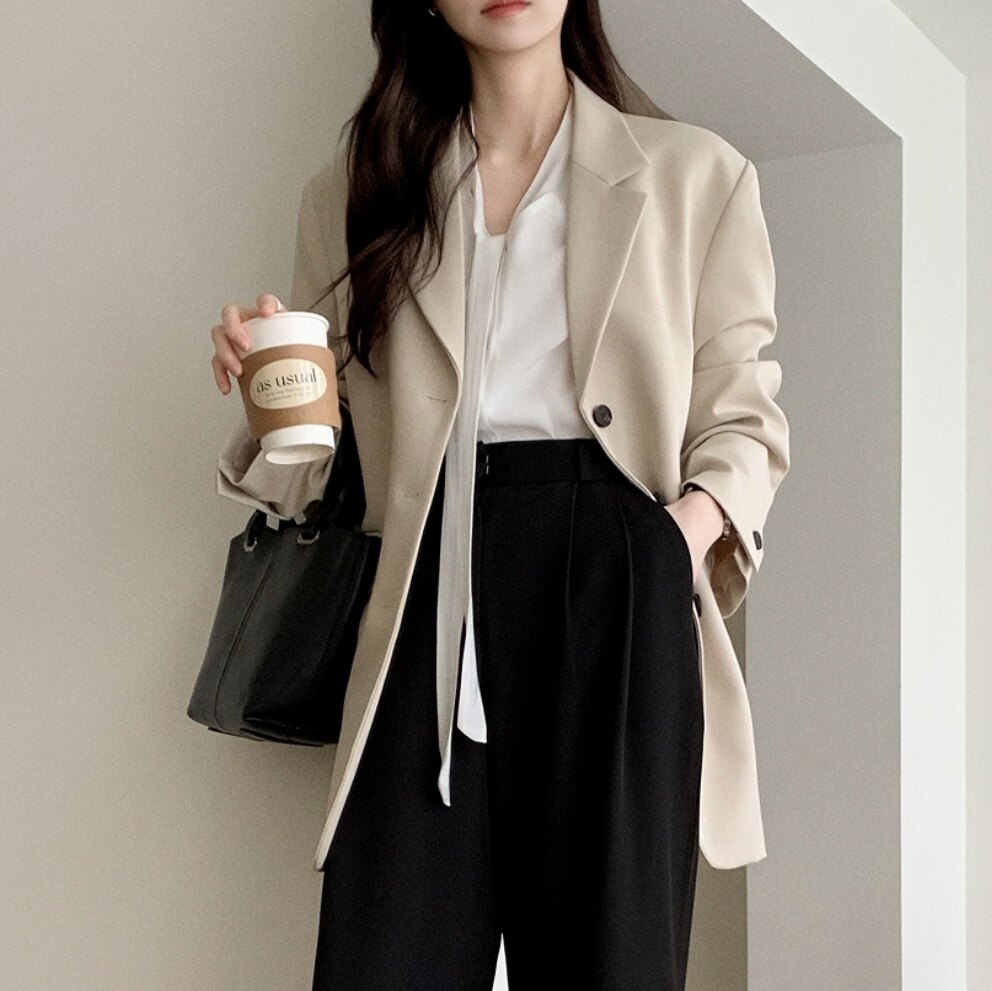 26春秋高档西装外套休闲通勤女装attrangs韩国代购设计后开叉西服