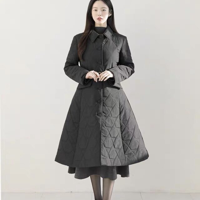 冬季时尚韩式棉服外套a字版女arima正品韩国代购收腰显瘦黑色大衣